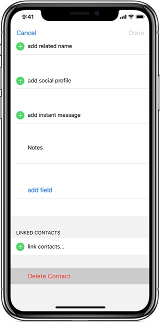 delete a contact from your iOS device